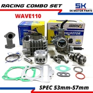Dash110/Wave110 Block Racing 53mm/56mm/57mm ESPADA Combo Set(Block Racing/Carburetor/Camshaft S4 TAI