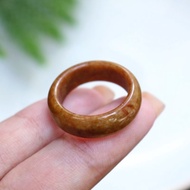 Yellow Honey-Brown Jade Ring size 56-57 mm