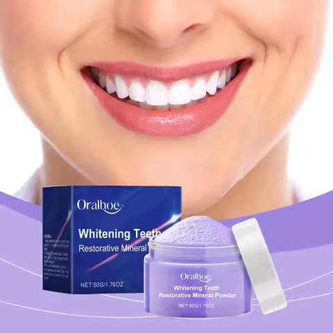 Oralhoe 50g Whitening Tooth Powder Purple Teeth Bleaching Oral Hygiene Care Remove Stains Clean Fres