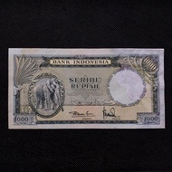 Uang 1000 Rupiah Seri Hewan Gajah Tahun 1957- FC 4678 Hampir Ascending