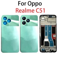 Back Battery Cover Housing For Realme C51 RMX3830 LCD Housing Middle Frame Plate Cover Bezel Replace
