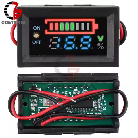 Car Battery Charge Level Indicator 12V 24V 36V 48V 60V 72V Lithium Battery Capacity Meter Tester Dis