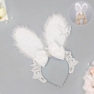 [drnzju] Bunny Ears Headband Charming Design Lace Bunny Ears Lightweight and