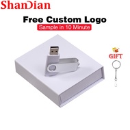 SHANDIAN (1PCS Free Custom Logo) USB Flash Drive 128GB Free Key Chain Pendrive 64GB Business Gift Pen Drive 32GB Rotatable Flashdrive 16GB Mini Thumbdrive 8GB Memory Stick 4GB