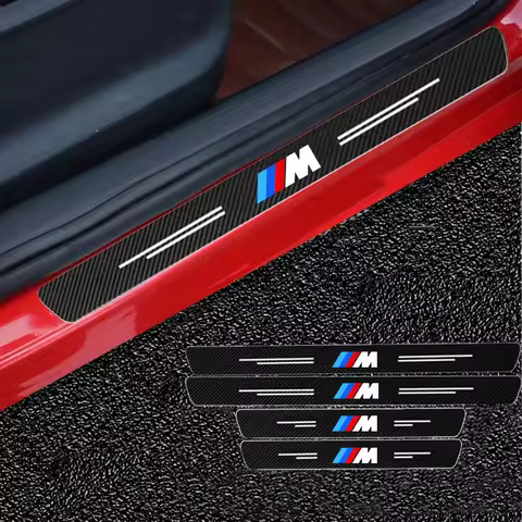 Car with Logo Door Carbon Fiber Sill Protector Stickers for BMW M Power X1 E84 X3 F25 X5 E53 X6 E71 