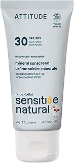 ATTITUDE Mineral Sunscreen for Baby and Kids with Sensitive Skin, EWG Verified, Broad Spectrum UVA/U