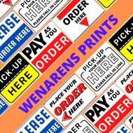 Order here Pick-up here Pay as you order Laminated Sign Board A4 Signage Waterproof