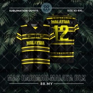 HARIMAU MALAYA BLACK RETRO COLLAR JERSEY  LYCRA 280 GSM