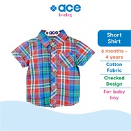 ACE BABY Forest Hunter Checked Shirt (6 months – 4 years) Short Sleeve Cute Baby Boy Kids Baju Bayi 