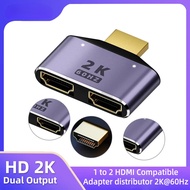 HDMI-Compatible 1 to 2 HD 2K Dual Output Splitter Monitor Adapter One HDMI Male to Dual HDMI Female 