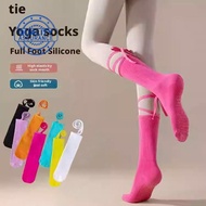 Non-slip Cross-strap Socks For Women's Yoga Pilates Dance Dopamine Sports Wear Mid-length Calf U7d1