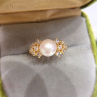 Xinchengtang Zhenyun Natural Freshwater Pearl Ring High-End Feeling 18K Gold-Packed Color Retention 