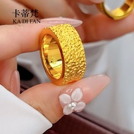 ring for woman ring 5G Gold Color Sand Gold Plated 999 Ancient Method Hammer Pattern Ring Paper Drun