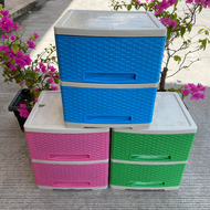 M&A PHC 2 Layer 14" Length Rattan Drawer Durabox Drawer Clothes Organizer 2 Tier Durable Rattan Clot