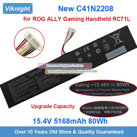 New 80Wh Upgraded C41N2208 Battery 15.48V 5160mAh DIY for ROG ALLY Gaming Handheld RC71L High-Capaci