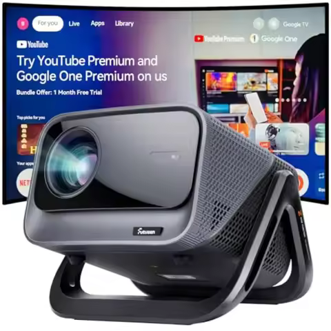 4K Projector with Wifi and Bluetooth 1500 ANSI Official Licensed Google TV Smart Projector for Outdo
