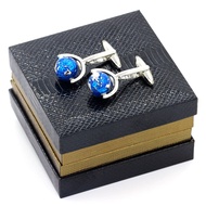 Gift Box Blue Rotatable Globe Cufflinks Cufflinks French Shirt Cufflinks Cufflinks Simple Cufflinks