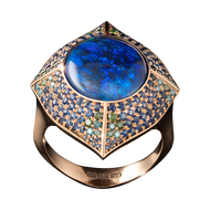 Nigel O'Reilly Rose Gold, Opal, Sapphire and Diamond Cat's-Eye Nebula Ring