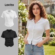 Lovito Casual Ruched Button Shirt for Women - Summer/Spring Collection L128ED445