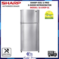 (BULKY) SHARP SJ-U43P-SL 433L U-PRO 2-DOOR REFRIGERATOR, PLASMACLUSTER ION TECHNOLOGY,  2 TICKS, 2 YEARS WARRANTY