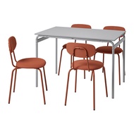 GRÅSALA/ÖSTANÖ 餐桌附4張餐椅, 灰色/remmarn 紅棕色, 110 公分