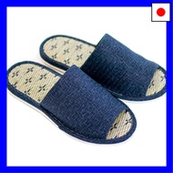 OKA Japanese Tatami Slippers, Large, Blue (Fits feet up to 26.5cm, Igusa Grass), 4548622995176