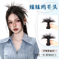 Sanggul Rambut Palsu dengan Bulu Ayam Separuh Updo Gadis Sejuk Air Pancut Realistik Ekor Kuda Tinggi