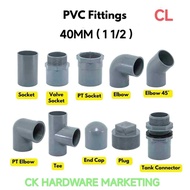 CL PVC Fittings Connector 40mm 1 1/2" PVC Elbow 1 1/2" PVC Piping Connector For House