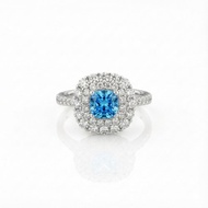 IGI-1.08克拉實驗室培育藍鑽石白金戒指