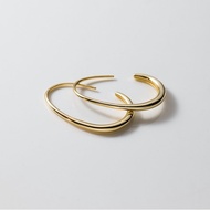 1000earring 925 Sterling Silver Ciara Oval Hoop Earrings - Gold/Silver