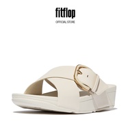 FitFlop LULU Resin-Buckle Leather Cross Slides - Paris Beige (JE8-A99)