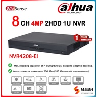 DAHUA NVR4208-EI 8CH 1U WizSense NVR | 8 Channel Network Video Recorder with 2 HDD Slots | AI Smart 
