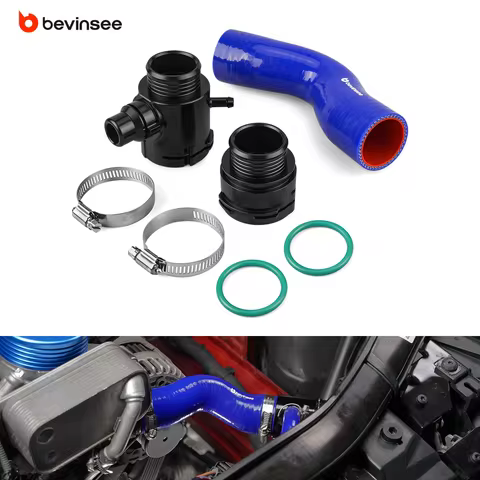 BEVINSEE N52 Silicone Upper Radiator Hose With Aluminum Flange for BMW E90 E91 E92 E93 E82 E88 E81 E