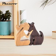 [Phenovo] Man And Dog Wooden Statue, Wooden Man Dog Carving Ornaments, Wooden Man Dog Carving Model 