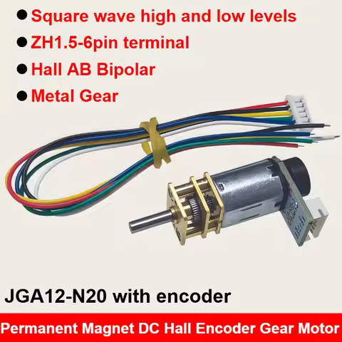 1pc N20 Mini Micro Metal Gear Motor DC 6V Encoder Gear Motor 39-3000RPM Slow Speed Reduction Gear Re