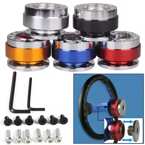 Universal Racing Steering Wheel 6 Hole Aluminum Car Quick Release Steering Wheel Snap Off Hub Adapte