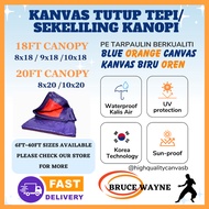 8X18/9X18/10X18/8X20/10X20 KANVAS BIRU OREN TUTUP TEPI/ SEKELILING KANOPI Waterproof Canvas