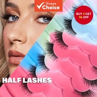 Half Eyelashes 1 Box 10 Pairs False Eyelashes 3D Cat Eye Curling Lengthening Extensions Setengah Bul