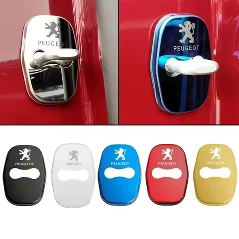 4PCS Stainless Steel Car Door Lock Case Protector Covers for Peugeot 301 308 308S 408 508 508L 2008 