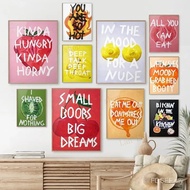 Funny Fruits Quotes Poster Kinda Hungry Eat Me Poor You Are Sexy Quotes Prints Apple Strawberry Bana