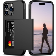 for iPhone 16 Pro Max Case with Card Holder, Heavy Duty Shockproof Card Slot Case for iPhone 16E/15 
