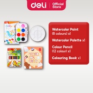 Deli Portable Solid Watercolor Paint Coloring Book Painting Book Colour Pencil Watercolour Pallete