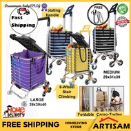【Ready Stock】Shopping Trolley Push-Pull Trolley Foldable Stair Climbing 8 Wheel Cargo Trolley Shoppi