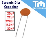 10 pcs of Ceramic Disc Capacitor 20pF, 22pF, 220pF, 2.2nF, 22nF