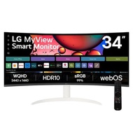34" Smart Monitor 2K 21:9 曲面智慧螢幕 (搭載webOS/隨附智慧滑鼠遙控器) 34SR60QC-W