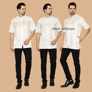 Baju Koko Putih Bordir Lengan Pendek Baju Koko Pria Dewasa Premium