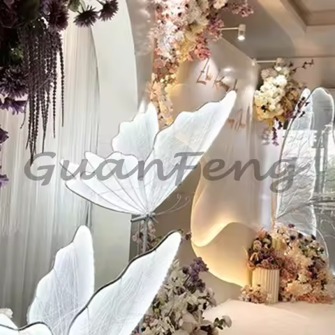 Luminous Butterfly Wing Pendant Light, Floor Standing Wedding Road Guide Lamp, Hotel Stage Ceiling D