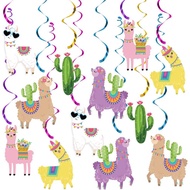 20Pcs Llama Cactus Hanging Swirl Decorations, Llama Birthday Party Supplies for Cinco De Mayo Mexica