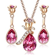 CDE Jewelry Sets for Women Rose Gold Jewelry Embellished with Crystal from Austria Christmas Mothers