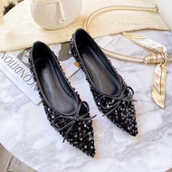 Pointed Flat Shoes  New All-match Plus Size Boat Shoes Wedding Shoes soft-soled Shoes Rhinestone Pansy Shoes